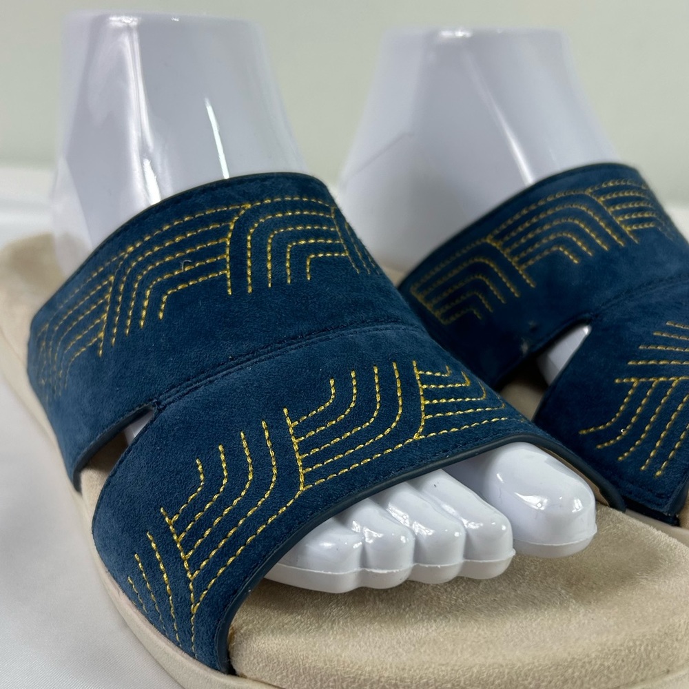 Spenco Twilight Ellie Women's Suede Leather Orthotic Slide Sandal Blue 9.5 EUC - Picture 4 of 14